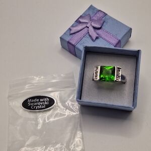 Emerald Green Swarovski Crystal Statement Ring | Modern | Size 7
